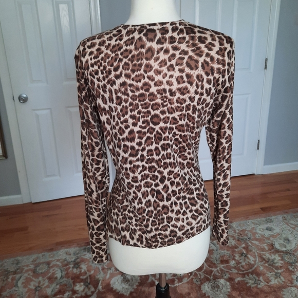 Talbots silk cashmere animal print cardigan - Picture 2 of 9